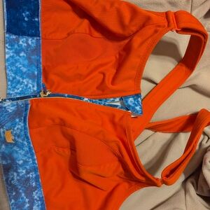 Orange Sports Bra with Blue Trim - Women Intimates & Sleepwear